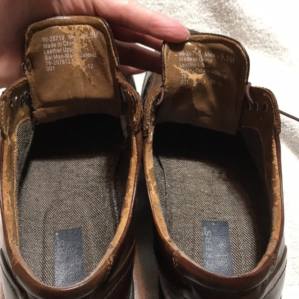 DOCKERS Men’s Brown Leather w/Derby Style Open Lacing System Dress Shoes—Sz 9.5M
